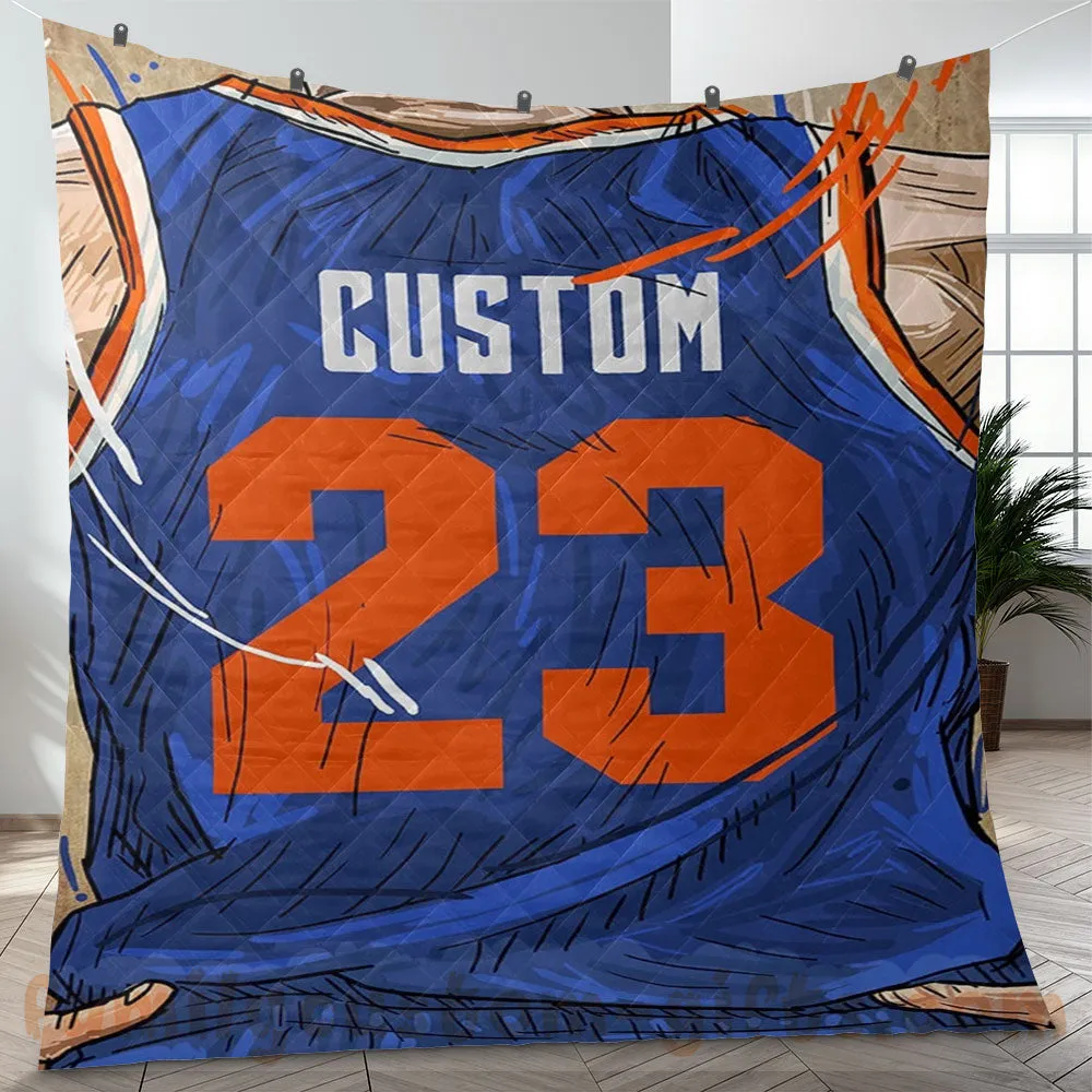 Custom Premium Quilt Blanket New York Jersey Basketball Personalized Quilt Gifts for Her & Him