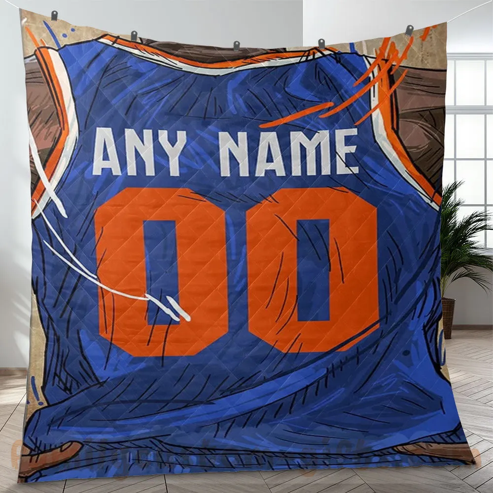 Custom Premium Quilt Blanket New York Jersey Basketball Personalized Quilt Gifts for Her & Him
