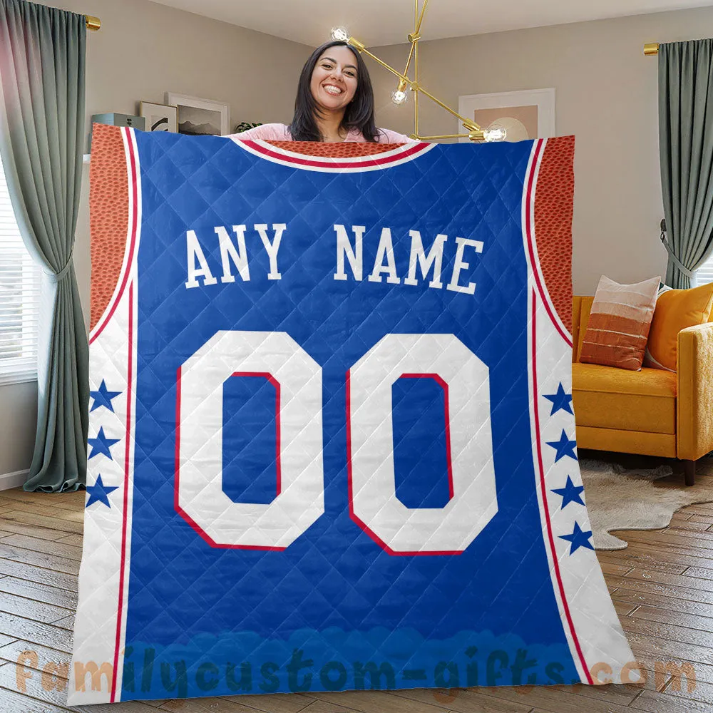 Custom Premium Quilt Blanket Philadelphia Jersey Basketball Personalized Quilt Gifts for Her & Him