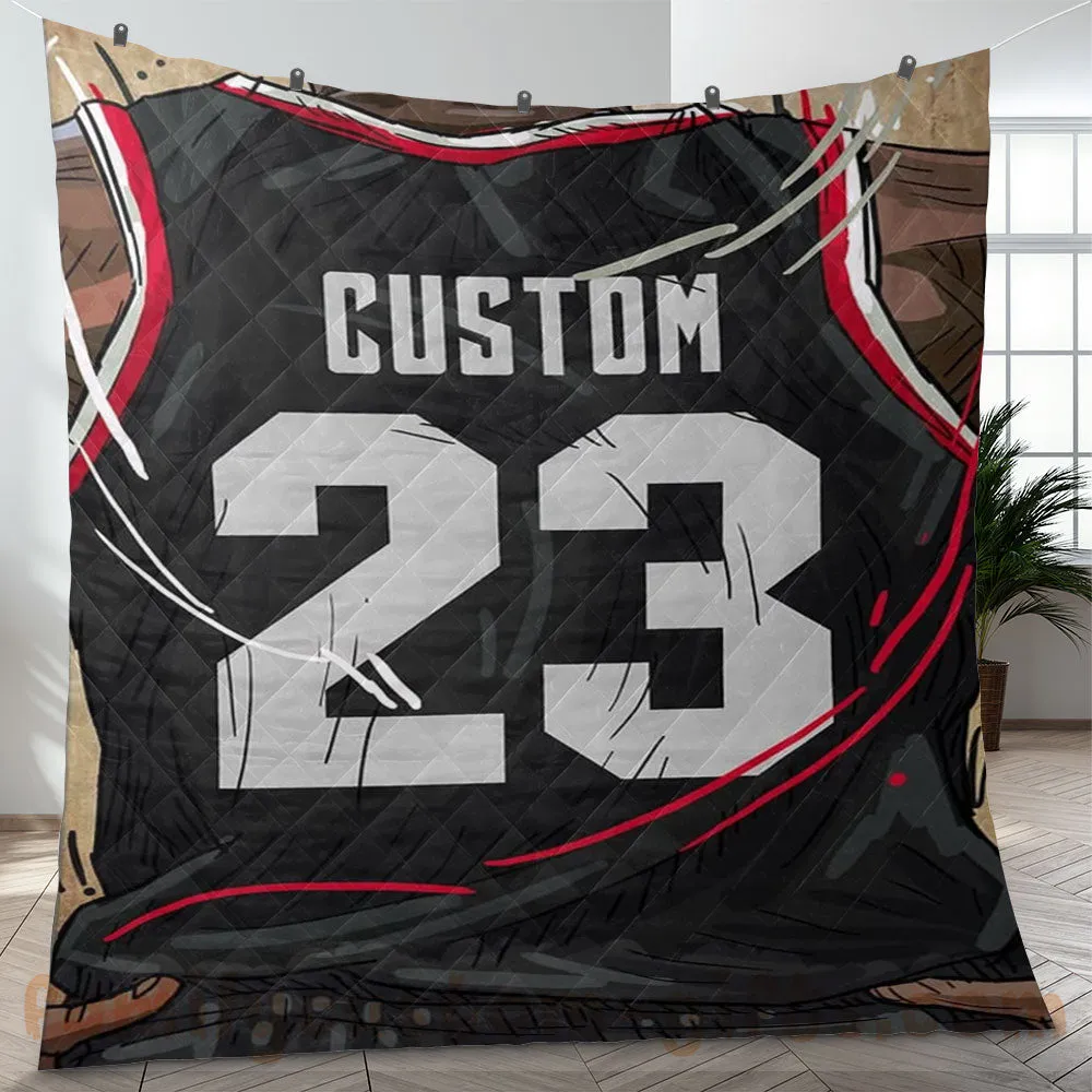 Custom Premium Quilt Blanket Portland Jersey Basketball Personalized Quilt Gifts for Her & Him