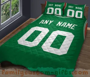 Custom Quilt Sets Boston Jersey Personalized Basketball Premium Quilt Bedding for Men Women