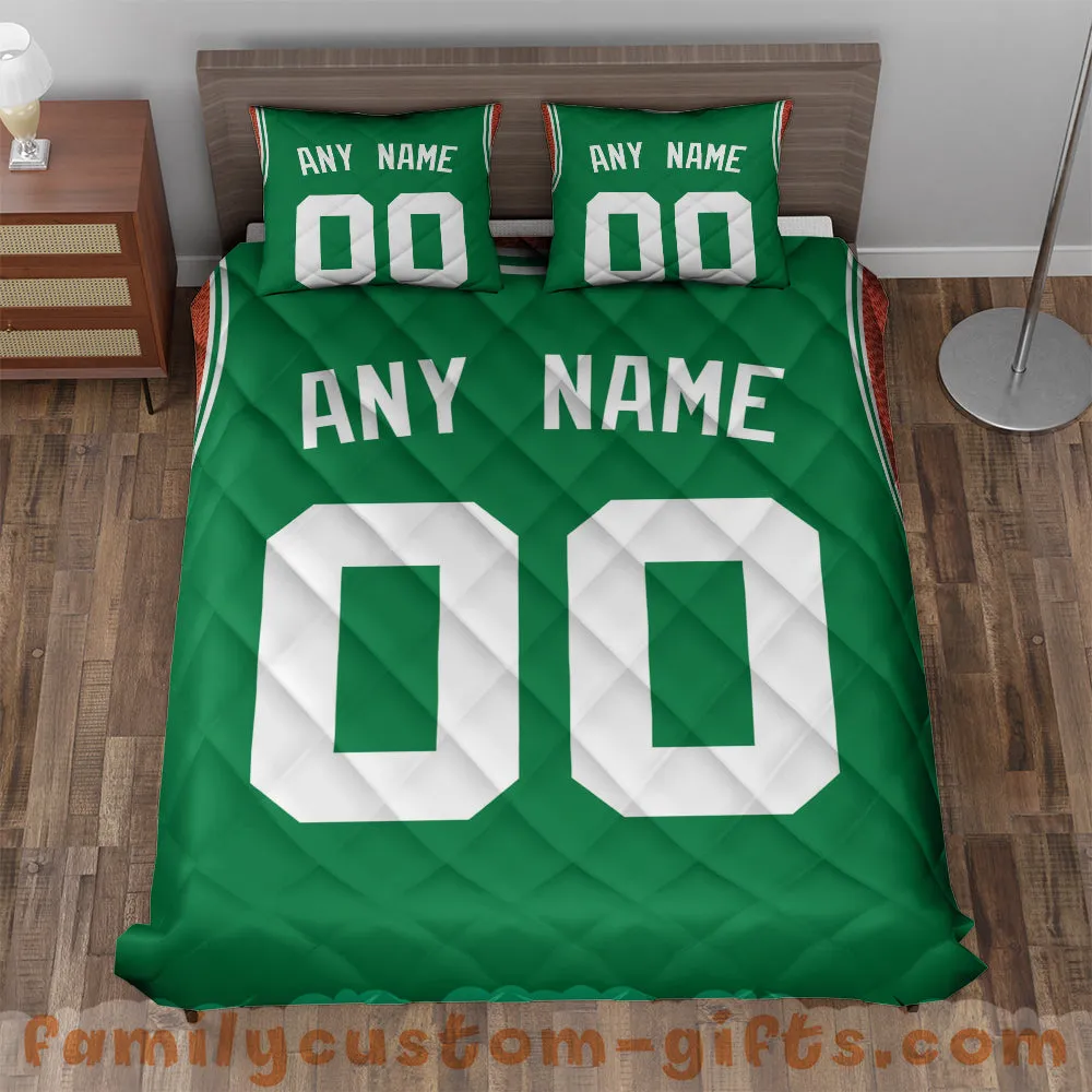 Custom Quilt Sets Boston Jersey Personalized Basketball Premium Quilt Bedding for Men Women