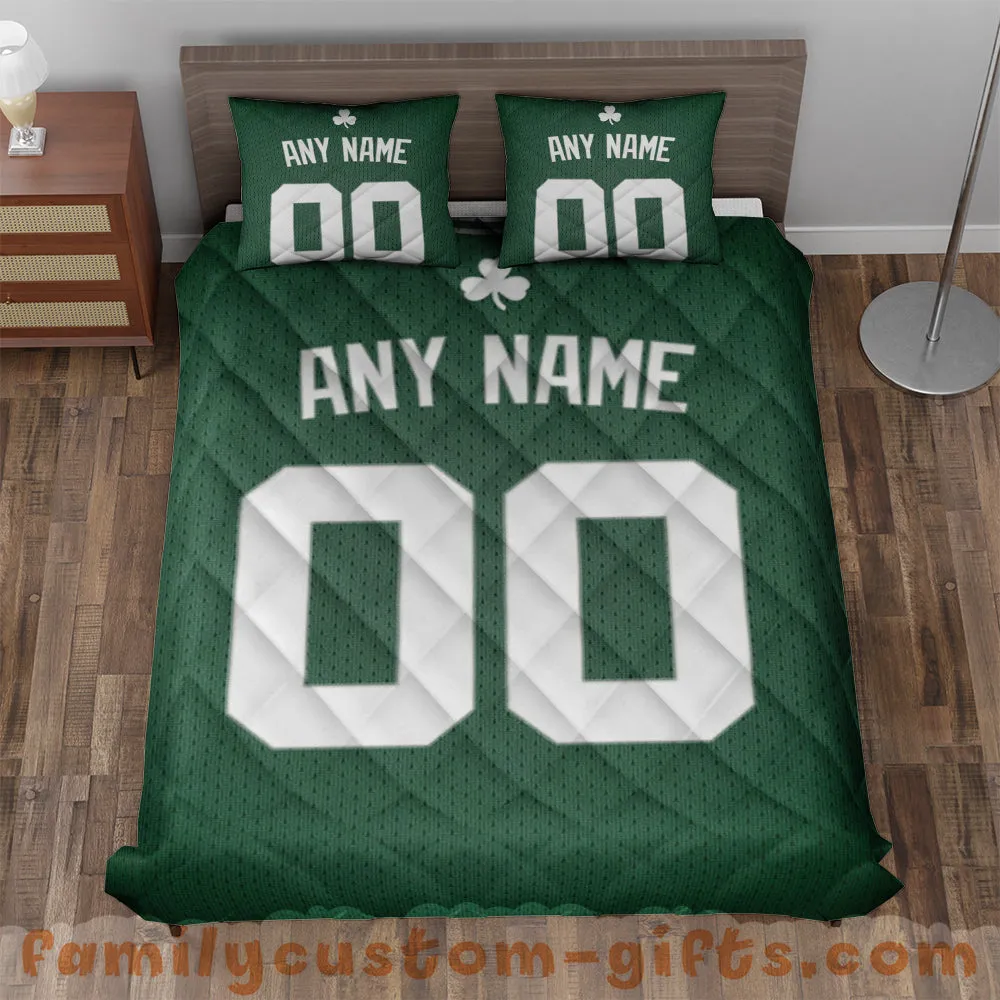 Custom Quilt Sets Boston Jersey Personalized Basketball Premium Quilt Bedding for Men Women