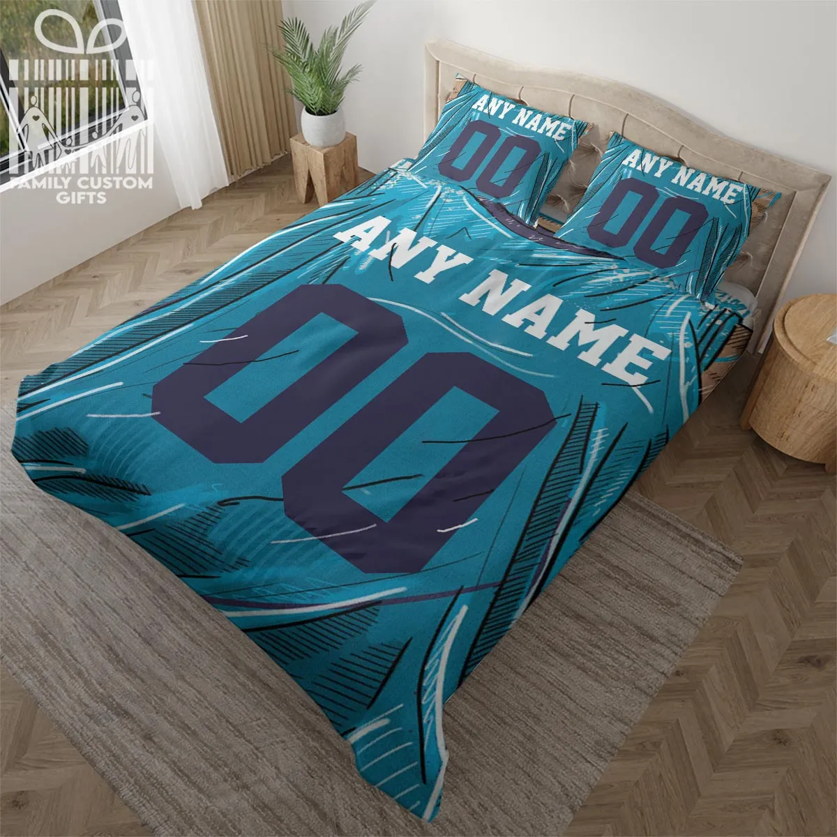 Custom Quilt Sets Charlotte Jersey Personalized Basketball Premium Quilt Bedding for Men Women