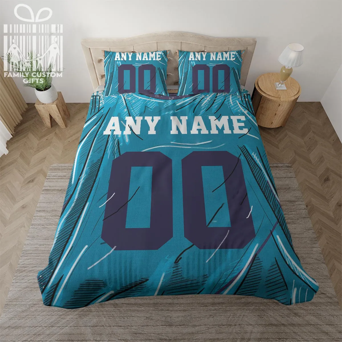 Custom Quilt Sets Charlotte Jersey Personalized Basketball Premium Quilt Bedding for Men Women