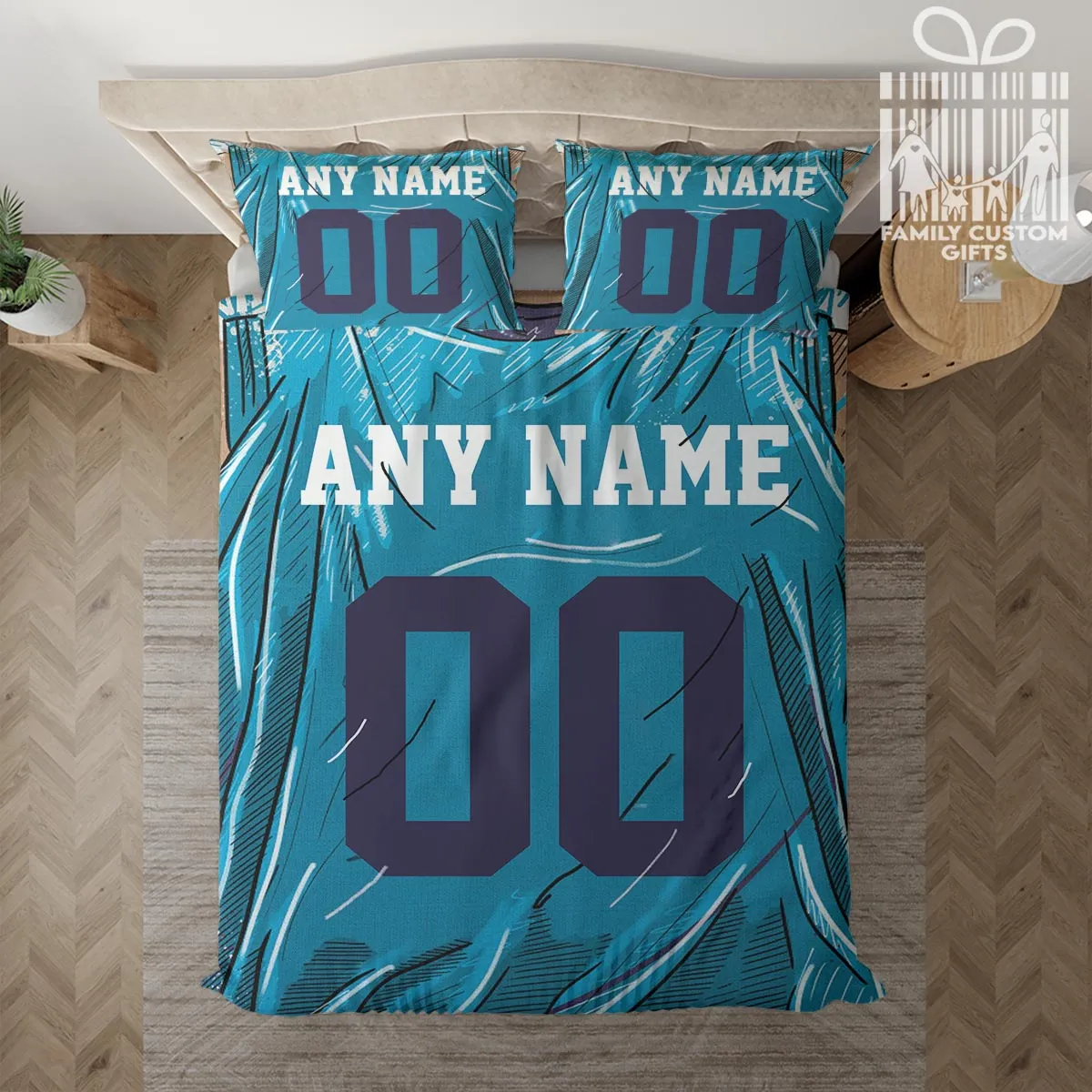 Custom Quilt Sets Charlotte Jersey Personalized Basketball Premium Quilt Bedding for Men Women