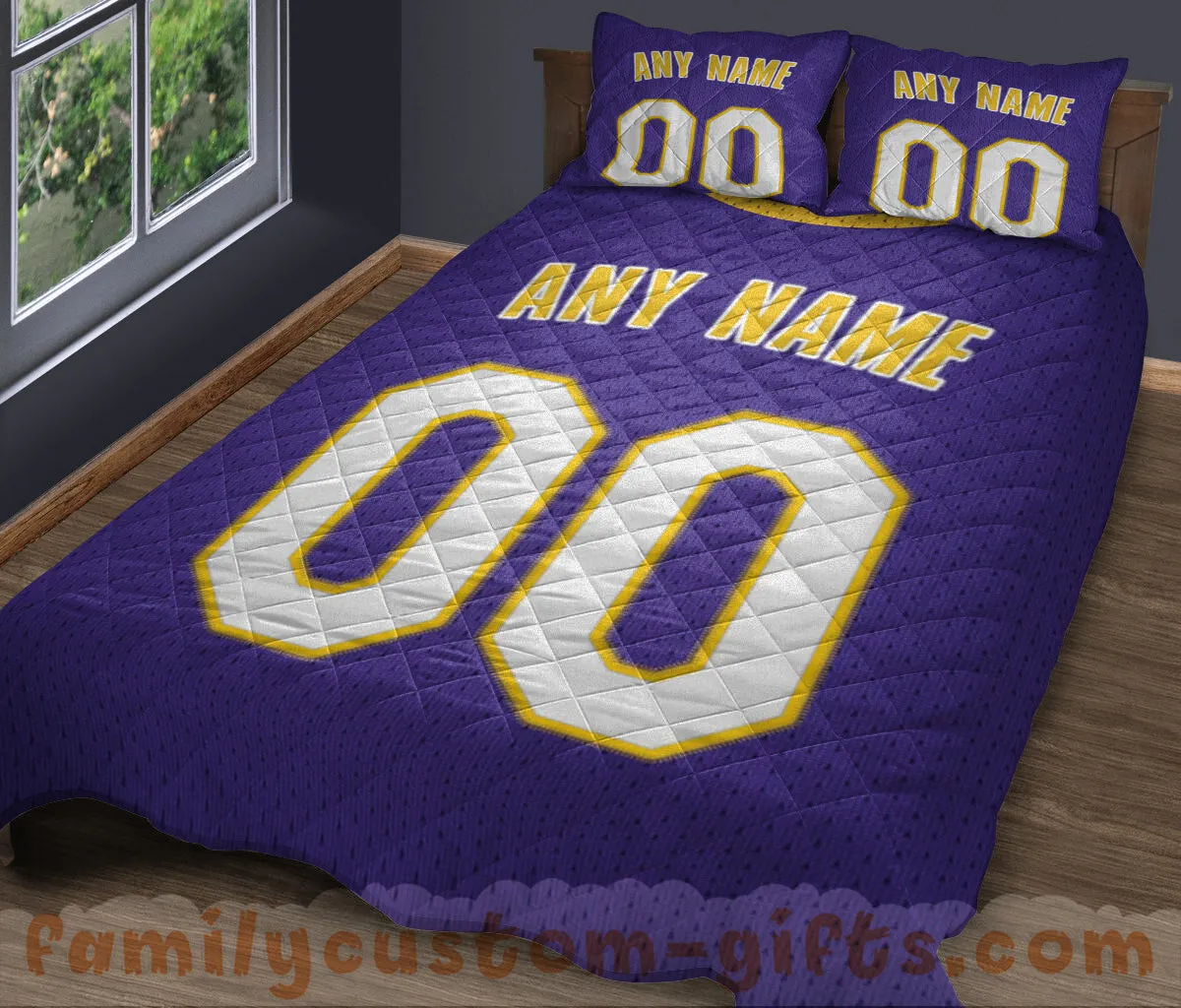 Custom Quilt Sets Los Angeles Jersey Personalized Basketball Premium Quilt Bedding for Men Women