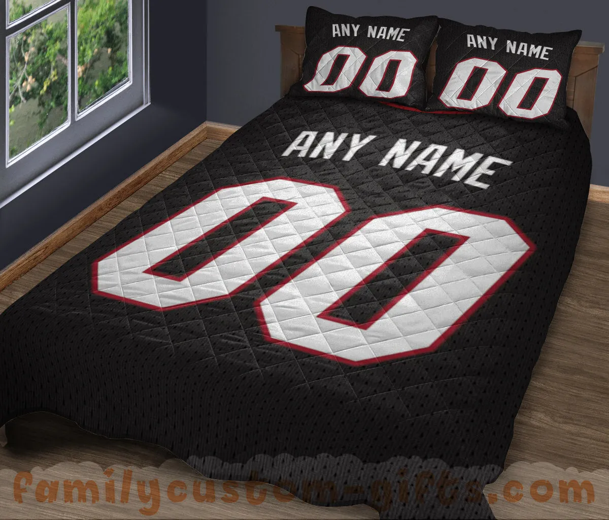 Custom Quilt Sets Miami Jersey Personalized Basketball Premium Quilt Bedding for Boys Girls Men Women