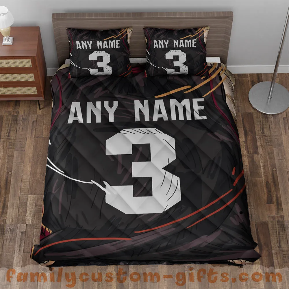 Custom Quilt Sets Miami Jersey Personalized Basketball Premium Quilt Bedding for Boys Girls Men Women