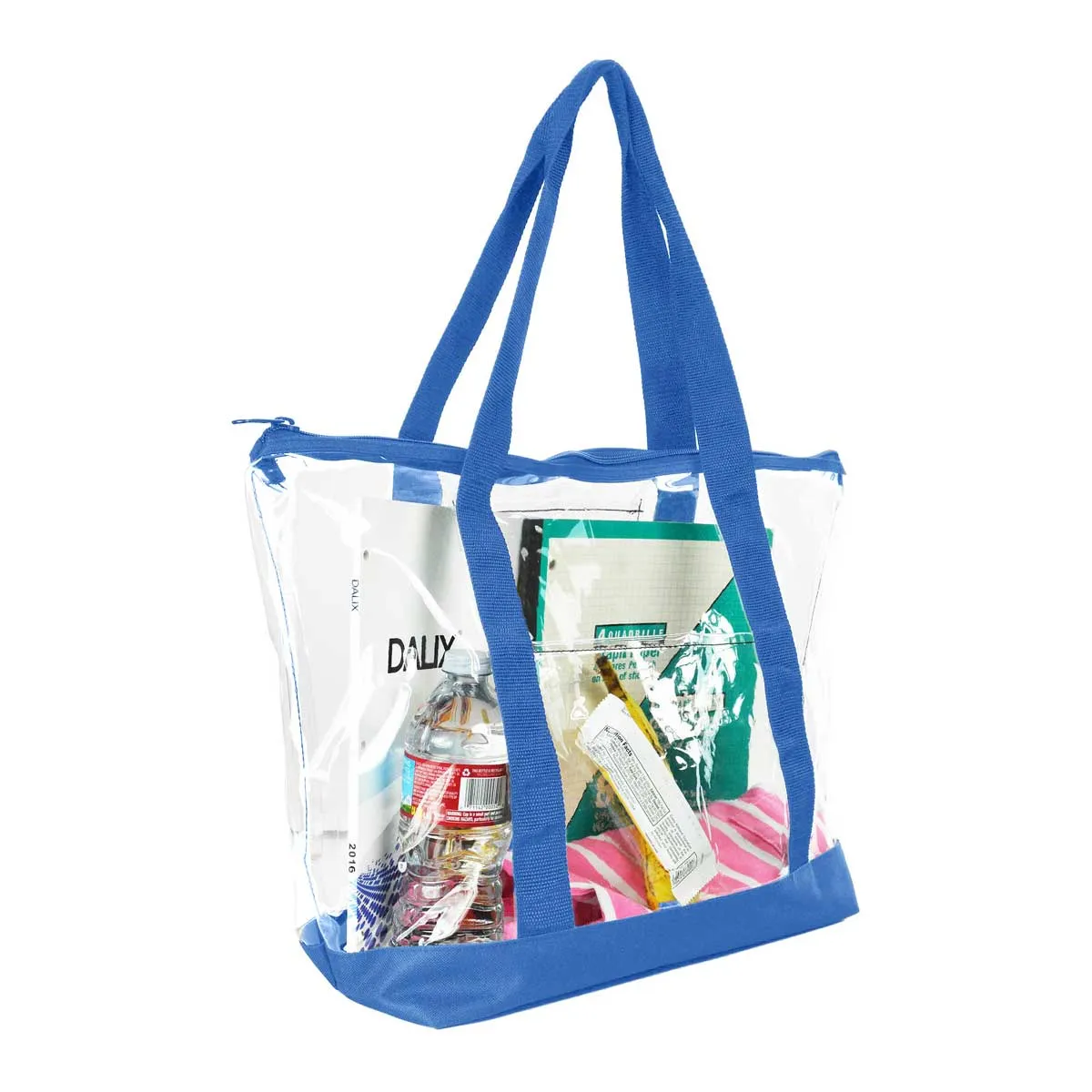 Dalix Clear Shopping Bag Security Work Tote Shoulder Bag Womens Handbag in Black Trim