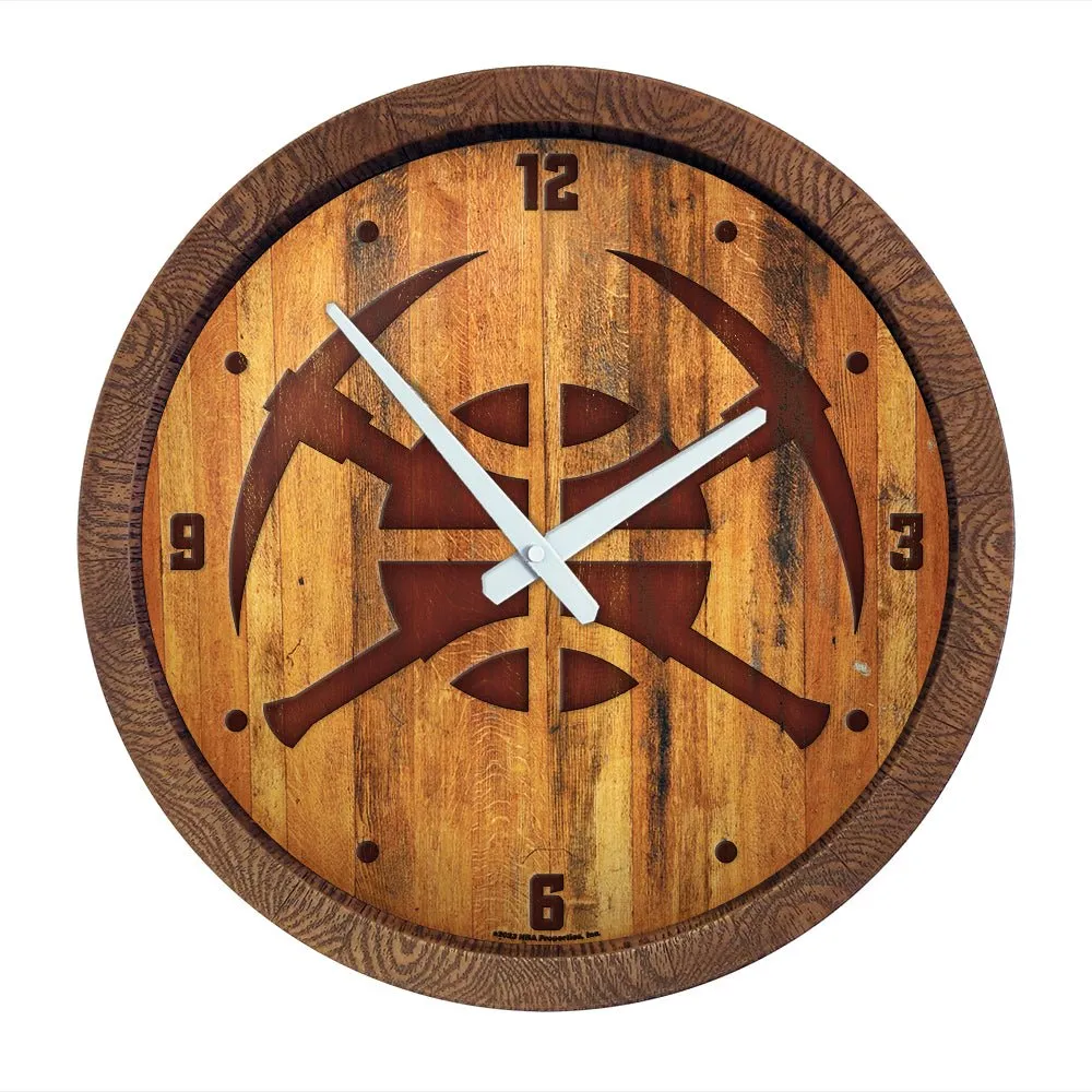Denver Nuggets: Logo - "Faux" Barrel Top Clock