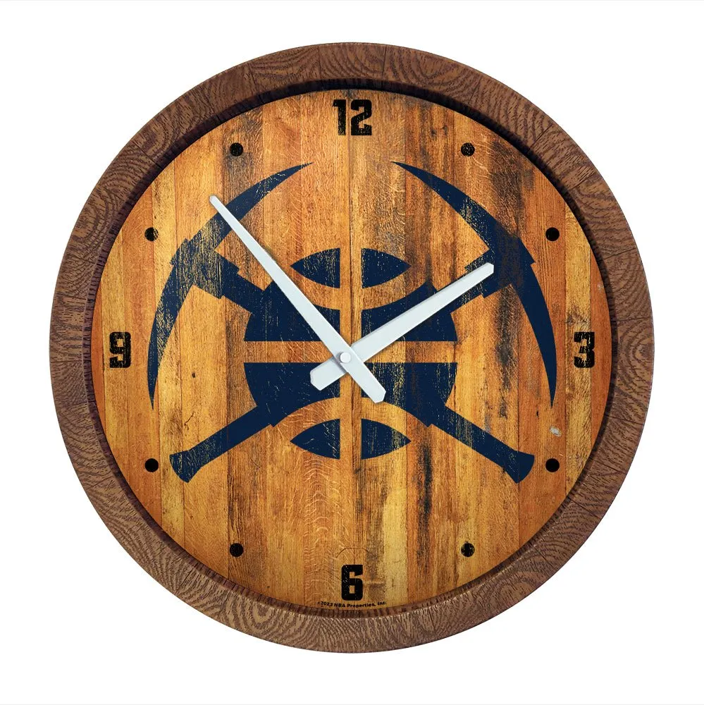 Denver Nuggets: Logo - "Faux" Barrel Top Clock