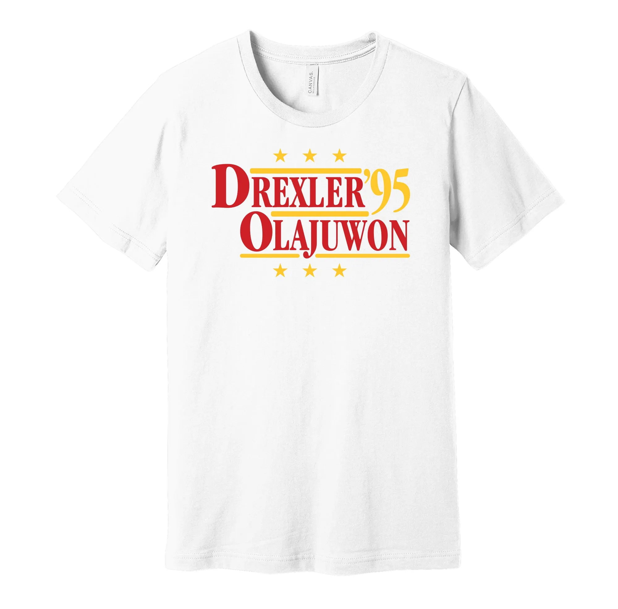 Drexler & Olajuwon '95 - Houston Basketball Legends Political Campaign Parody T-Shirt - Hyper Than Hype Shirts