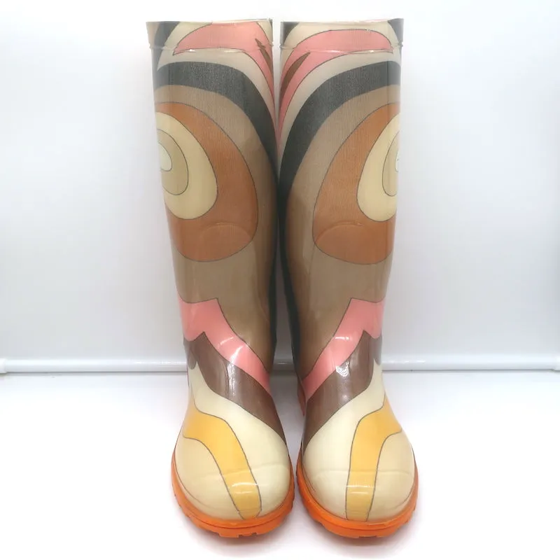 Emilio Pucci Rain Boots Multicolor Printed PVC Size 37