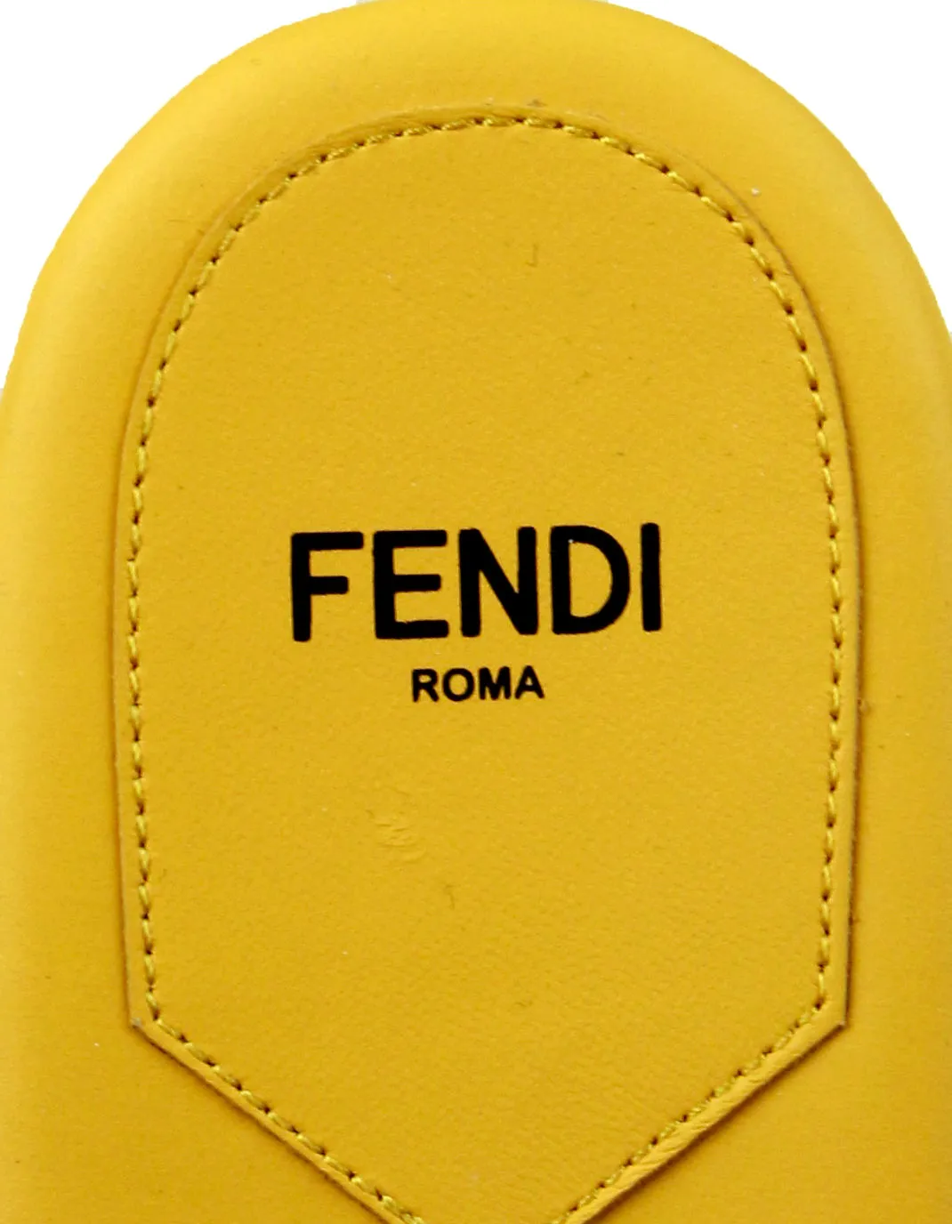 Fendi Yellow Leather Logo Detailed Slides sz 39.5