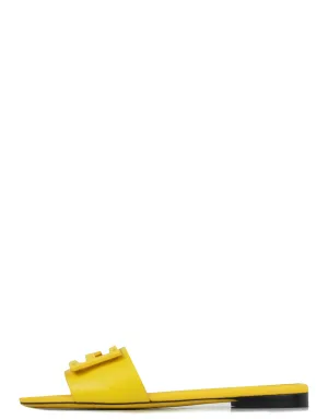 Fendi Yellow Leather Logo Detailed Slides sz 39.5