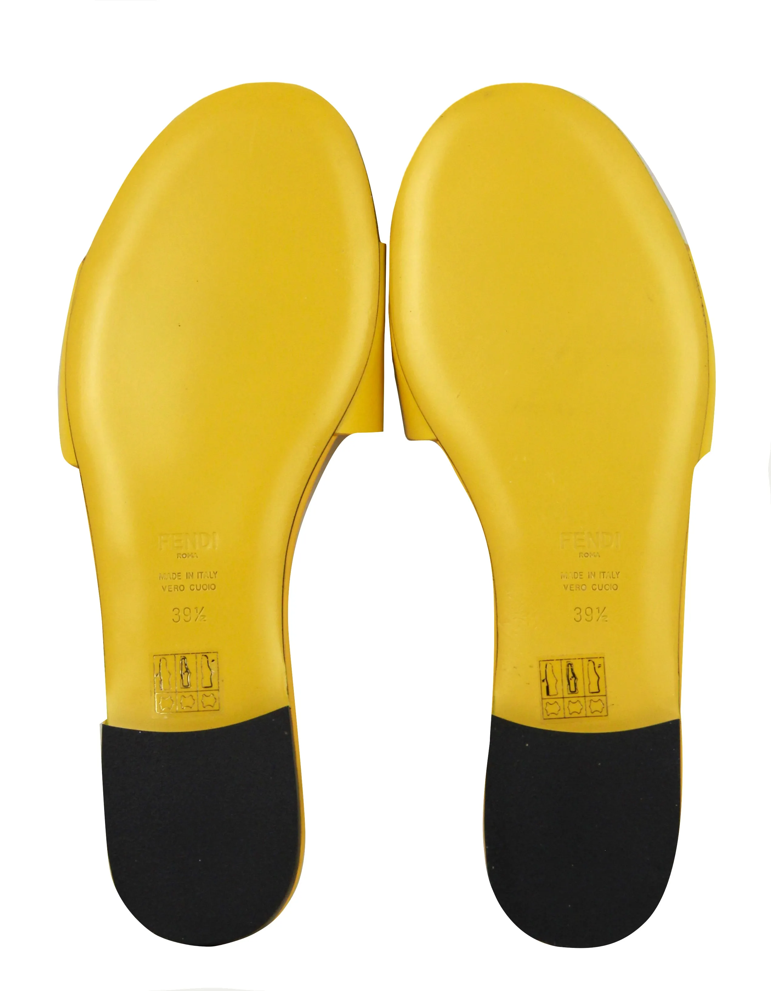 Fendi Yellow Leather Logo Detailed Slides sz 39.5