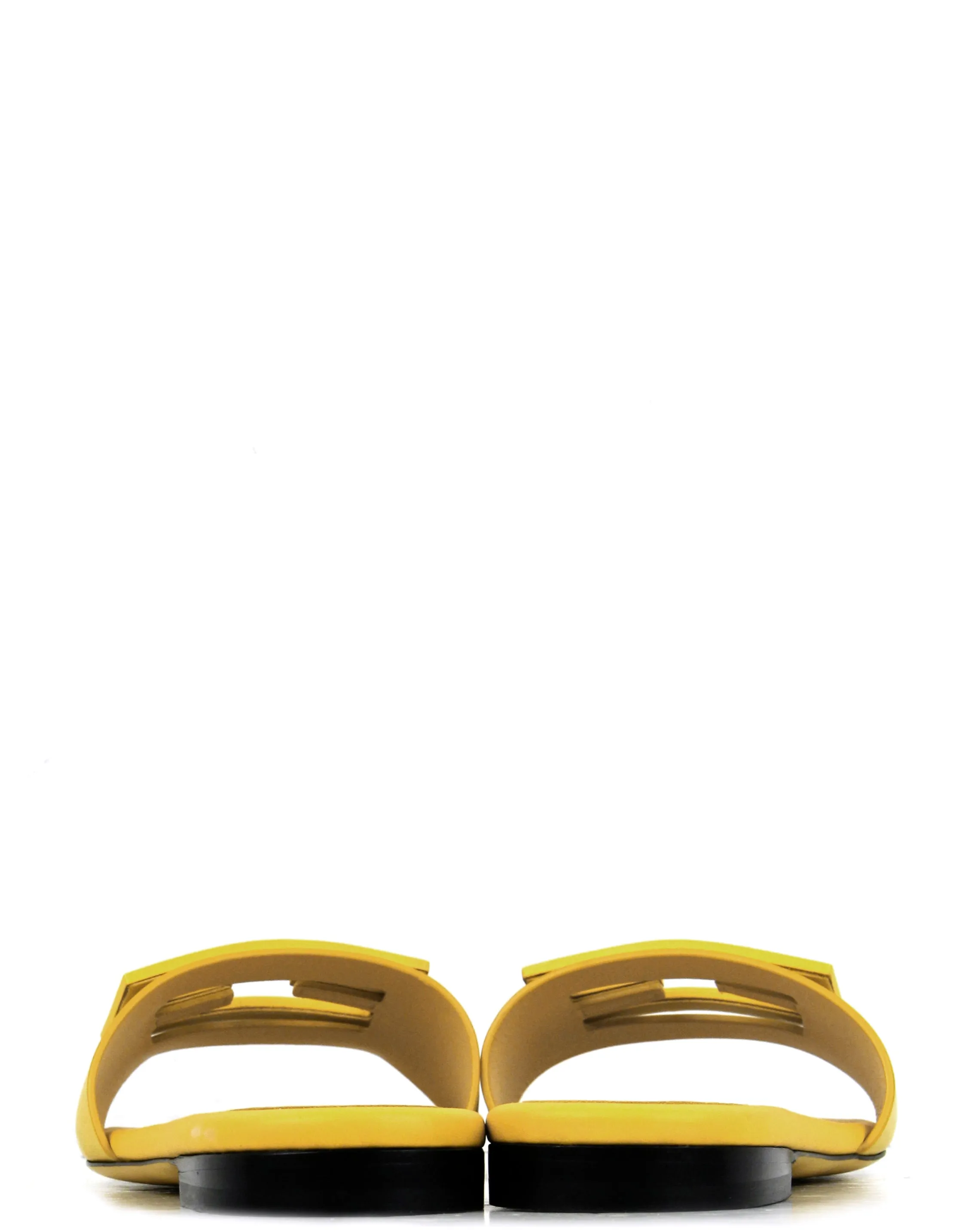 Fendi Yellow Leather Logo Detailed Slides sz 39.5
