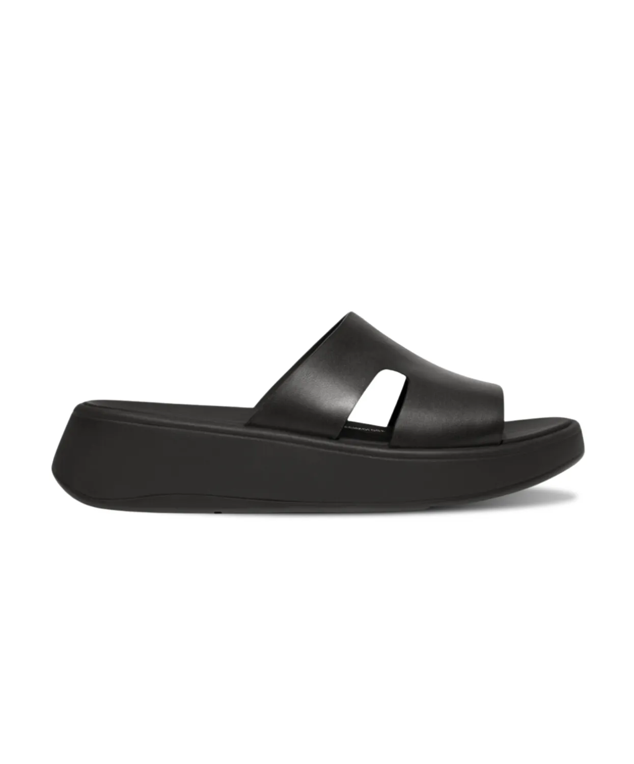 Fitflop F-Mode Raw Edge Flatform H-Bar Slides Black