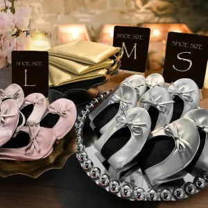 Foldable Ballet Flats - Portable Soft Sole Roll-Up Slippers, Slip-On Comfy Dancing Shoes for Travel and Wedding with Bag for Women