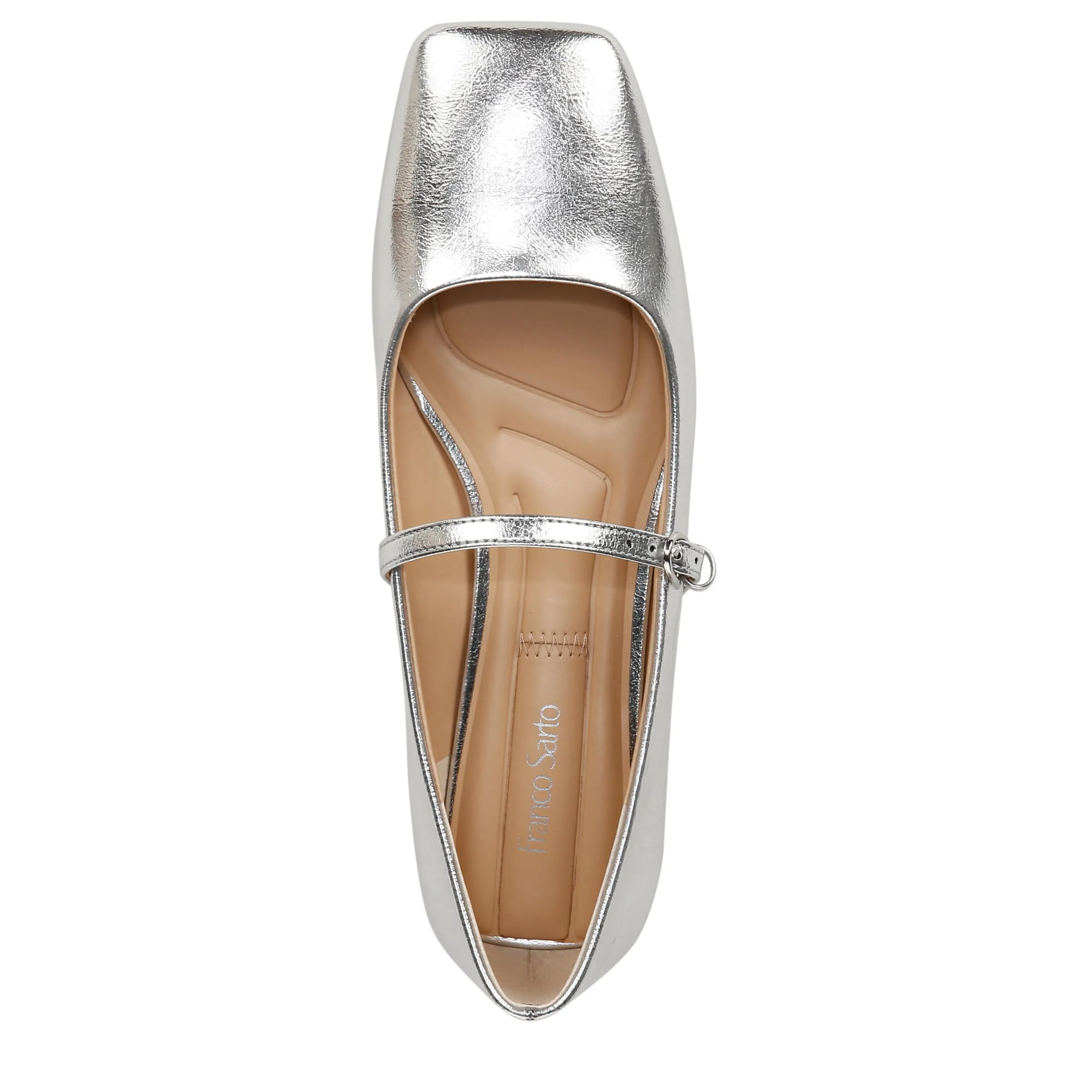 Franco Sarto Womens Tinsley Mary Jane Flats Silver Metallic 9 M