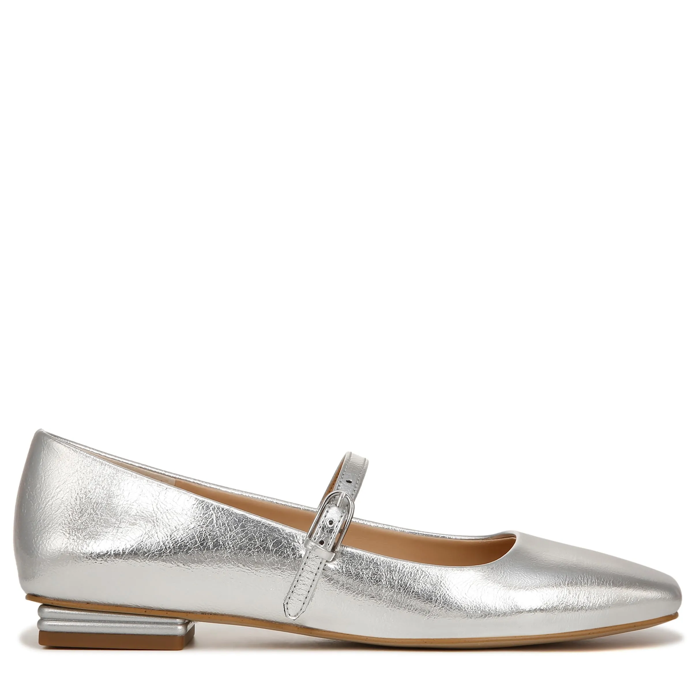 Franco Sarto Womens Tinsley Mary Jane Flats Silver Metallic 9 M