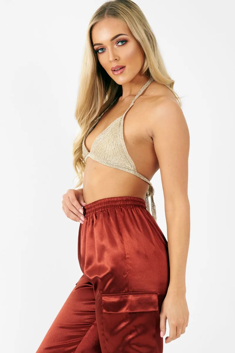 Gold Metallic Triangle Bralet - Elsy
