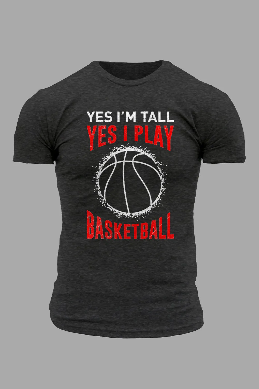 Gray Basketball Lovers Funny Graphic Tee for Men