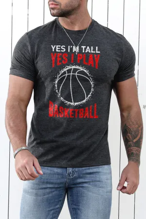 Gray Basketball Lovers Funny Graphic Tee for Men