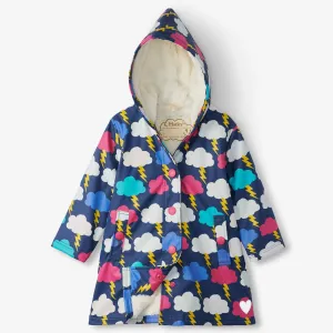 Hatley Lightning Clouds Sherpa Lined Raincoat - Size 3