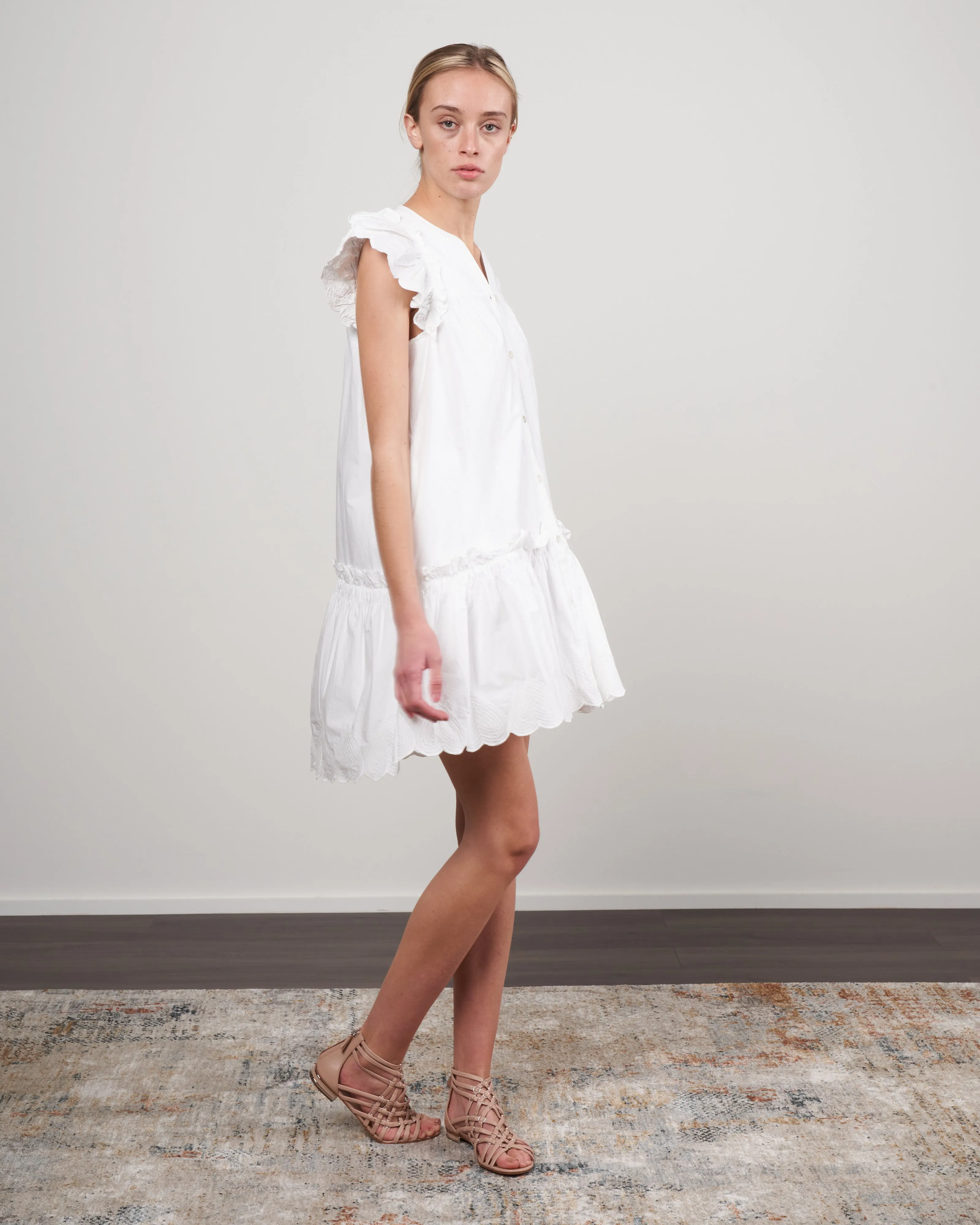 heidi heart quilt petal sleeve tiered tunic - white