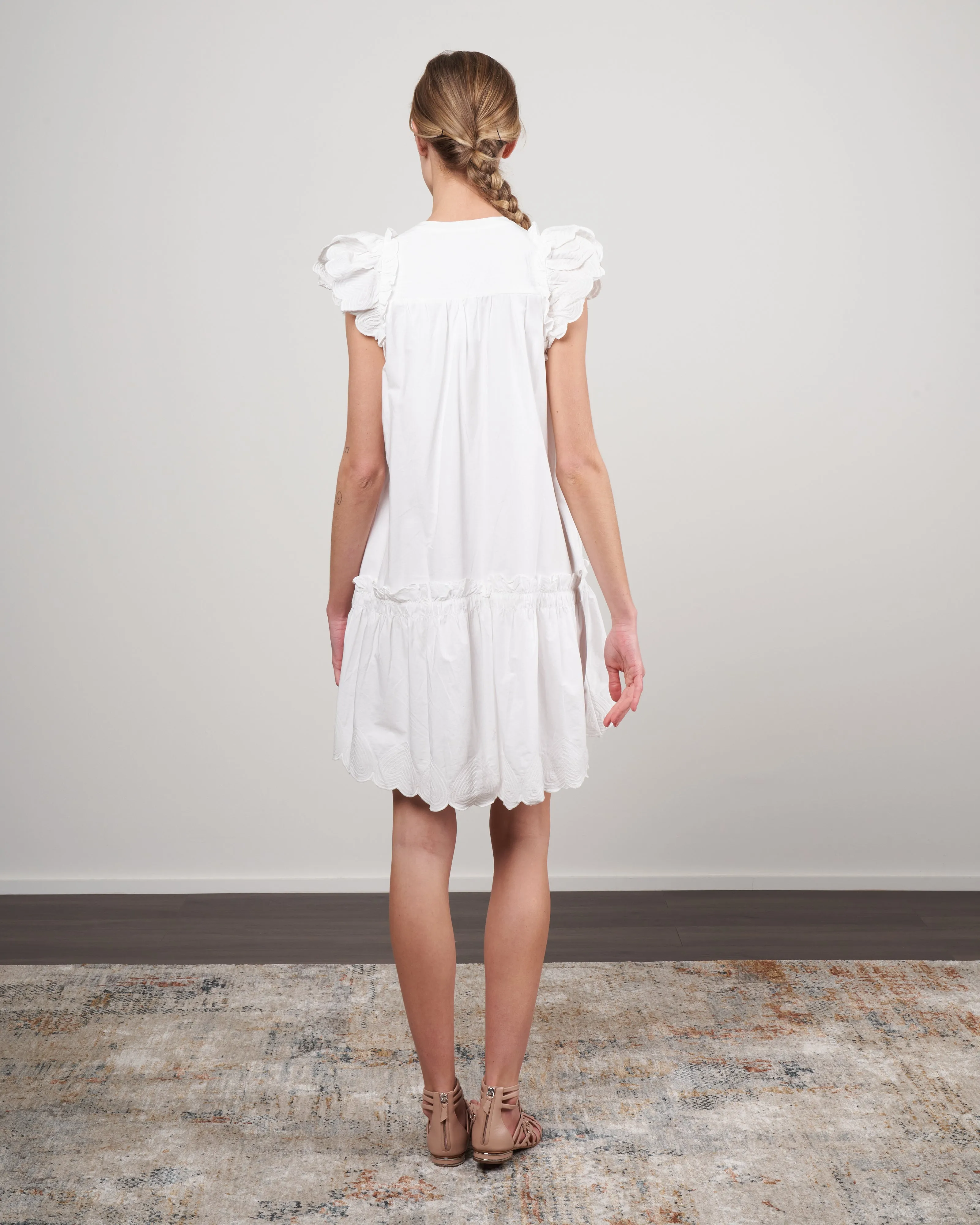 heidi heart quilt petal sleeve tiered tunic - white