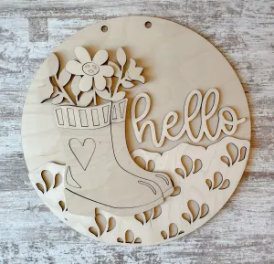 Hello Spring Rain Boots DIY Door Hanger Kit