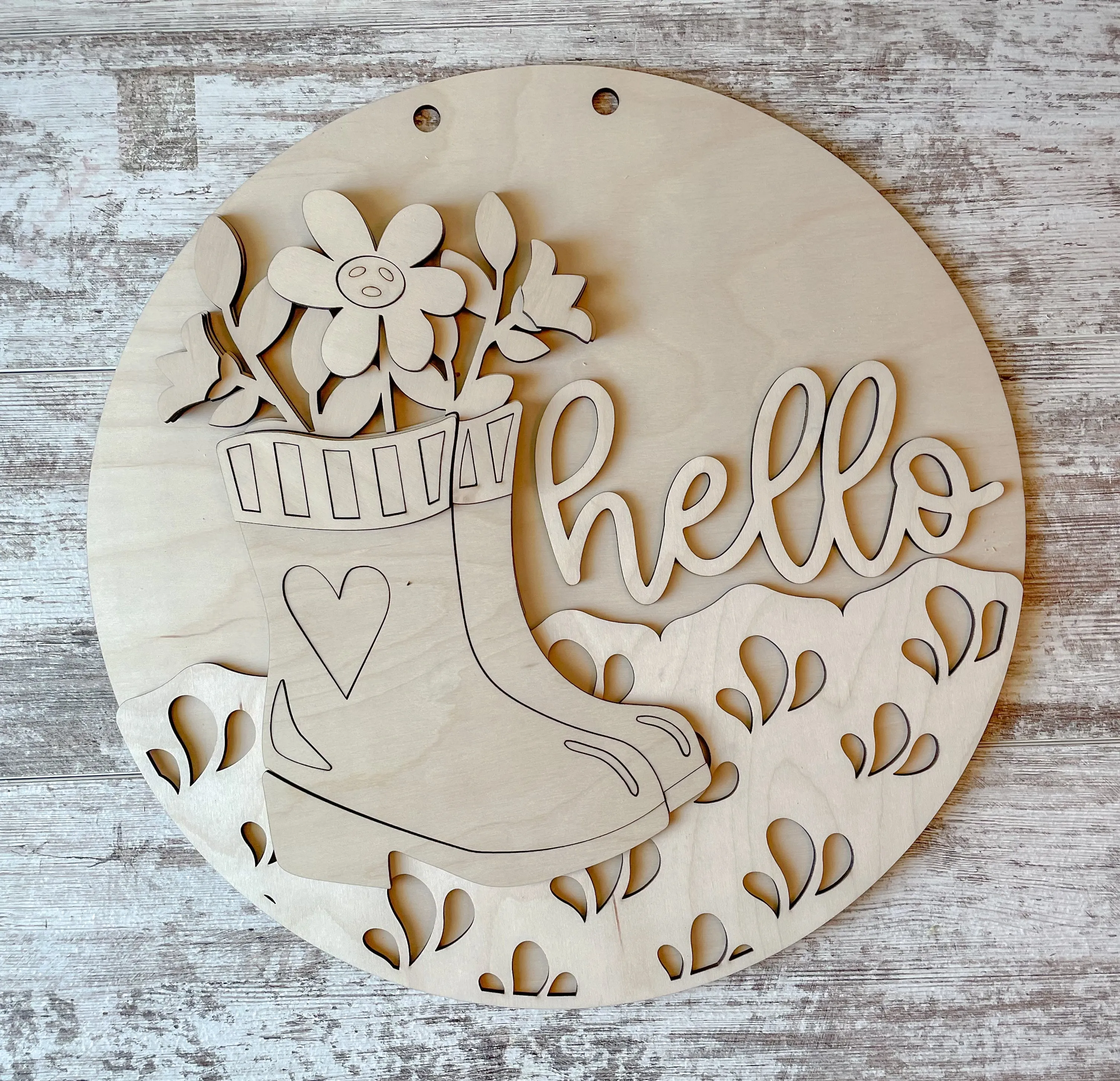 Hello Spring Rain Boots DIY Door Hanger Kit