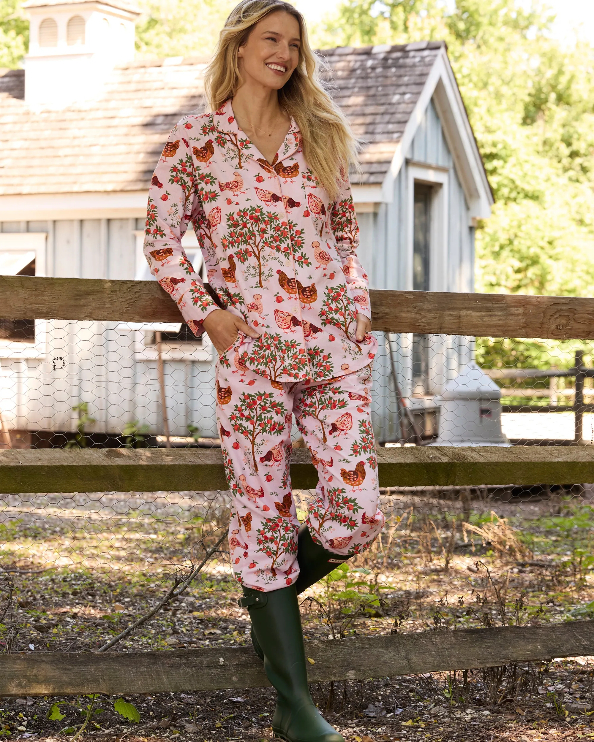Hen House - Long PJ Set - Ballet Pink