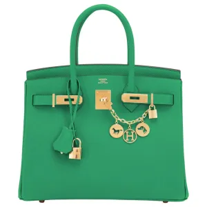 Hermes Birkin 30 Cactus Emerald Green Epsom Gold Bag