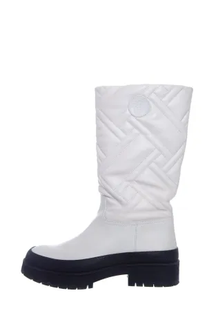Hermès Ivory Quilted Fuji Leather Rain Boots SZ 39