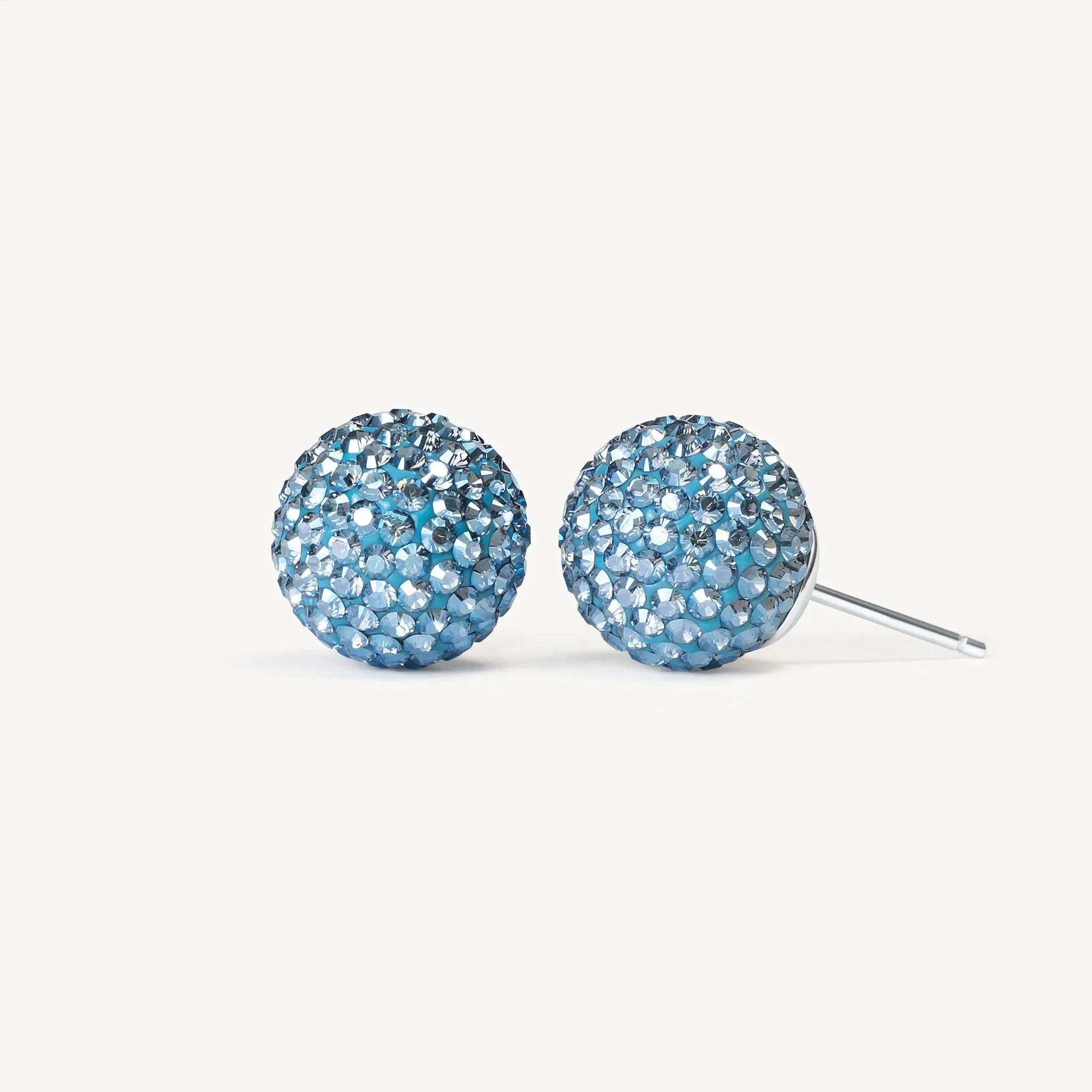 Hillberg & Berk Limited Edition Sterling Silver (12mm) Pirouette Sparkle Ball Stud Earrings