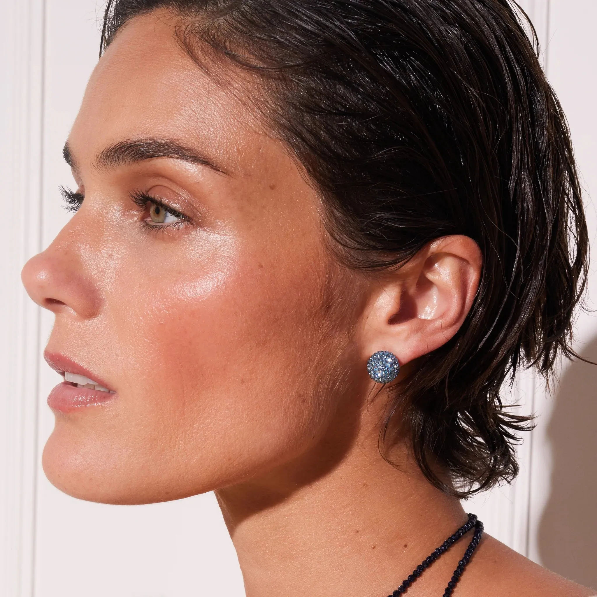 Hillberg & Berk Limited Edition Sterling Silver (12mm) Pirouette Sparkle Ball Stud Earrings