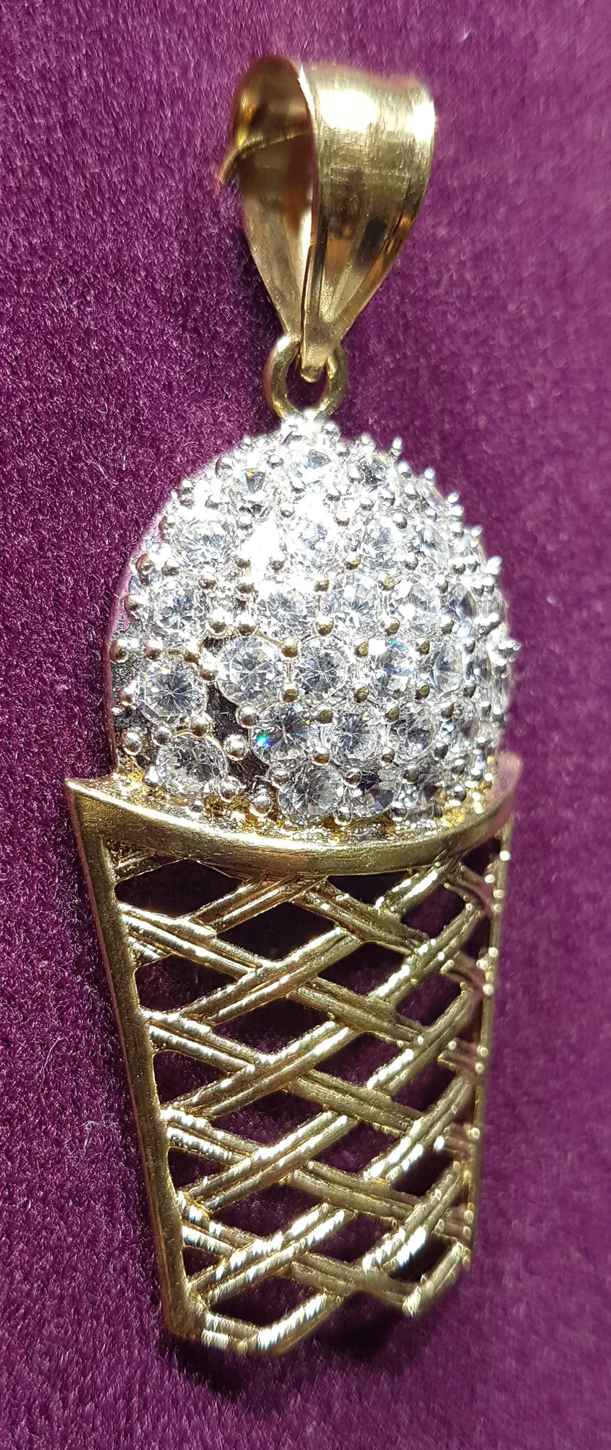 Iced-Out Ball & Hoop Pendant (10K)