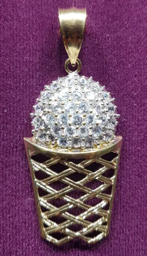 Iced-Out Ball & Hoop Pendant (10K)