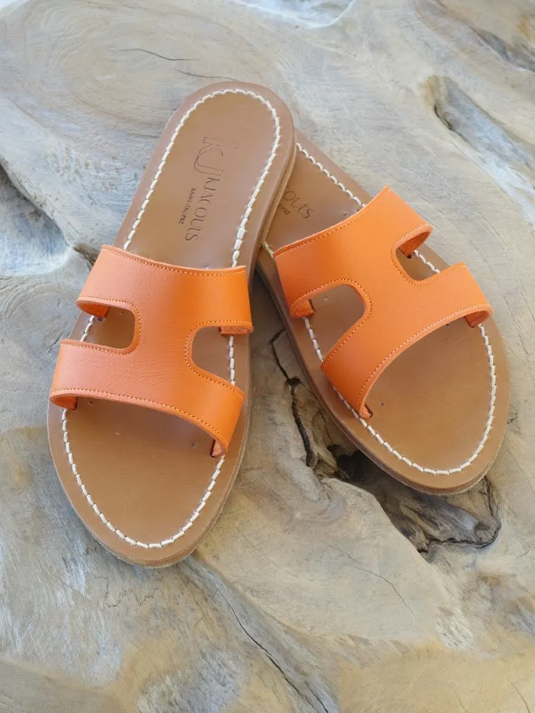K Jacques Orange Slip-On Menandre Sandals