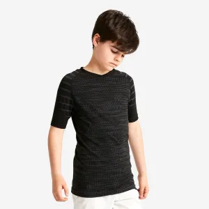 Kids' Short-Sleeved Thermal Base Layer Top Keepdry 500 - Black