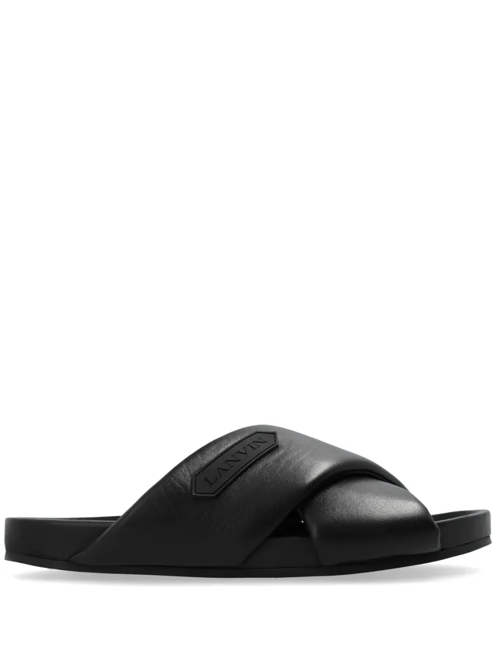 Lanvin logo-appliqué crossover leather slides