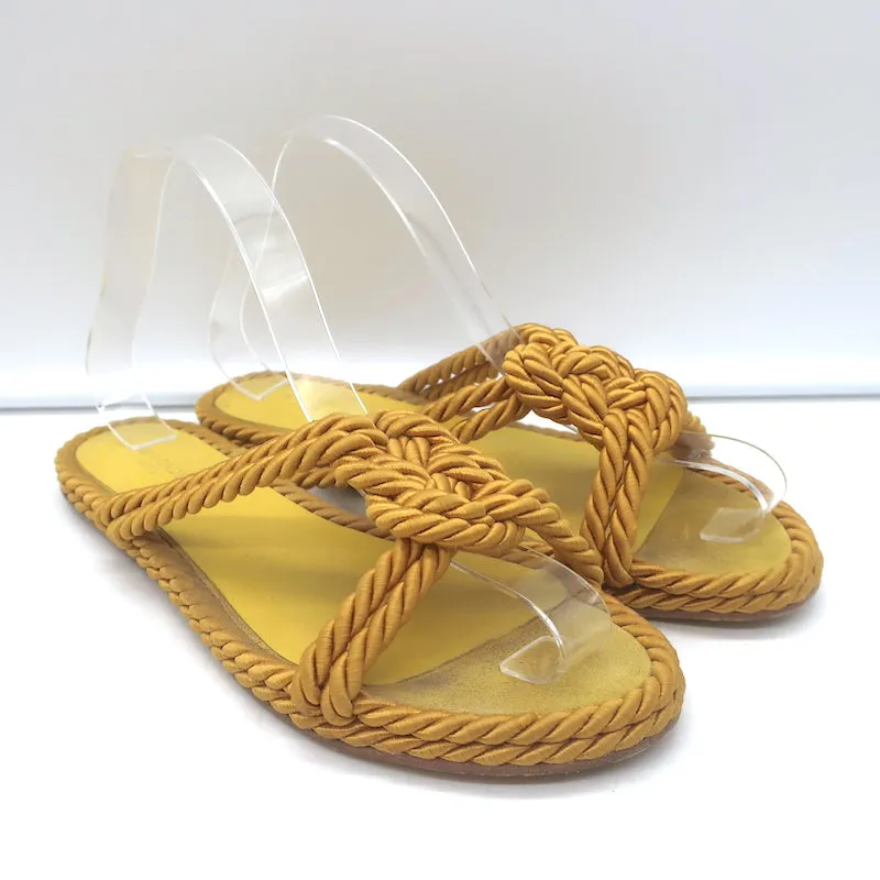 Le Monde Beryl Rope Sandals Gold Satin Size 39 Flat Slides
