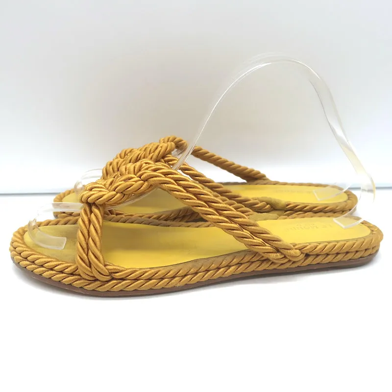 Le Monde Beryl Rope Sandals Gold Satin Size 39 Flat Slides