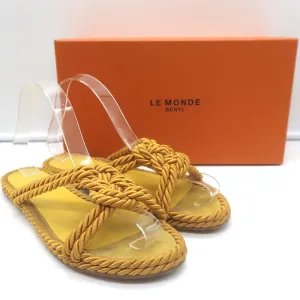 Le Monde Beryl Rope Sandals Gold Satin Size 39 Flat Slides