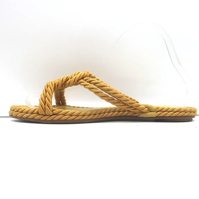 Le Monde Beryl Rope Sandals Gold Satin Size 39 Flat Slides