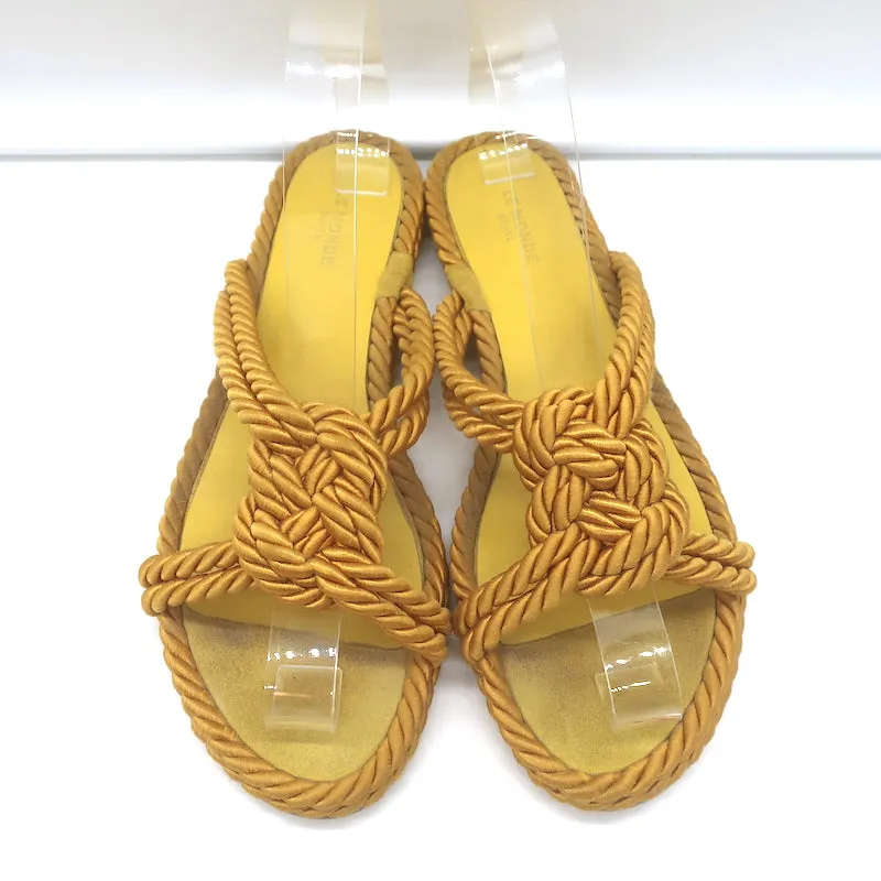 Le Monde Beryl Rope Sandals Gold Satin Size 39 Flat Slides