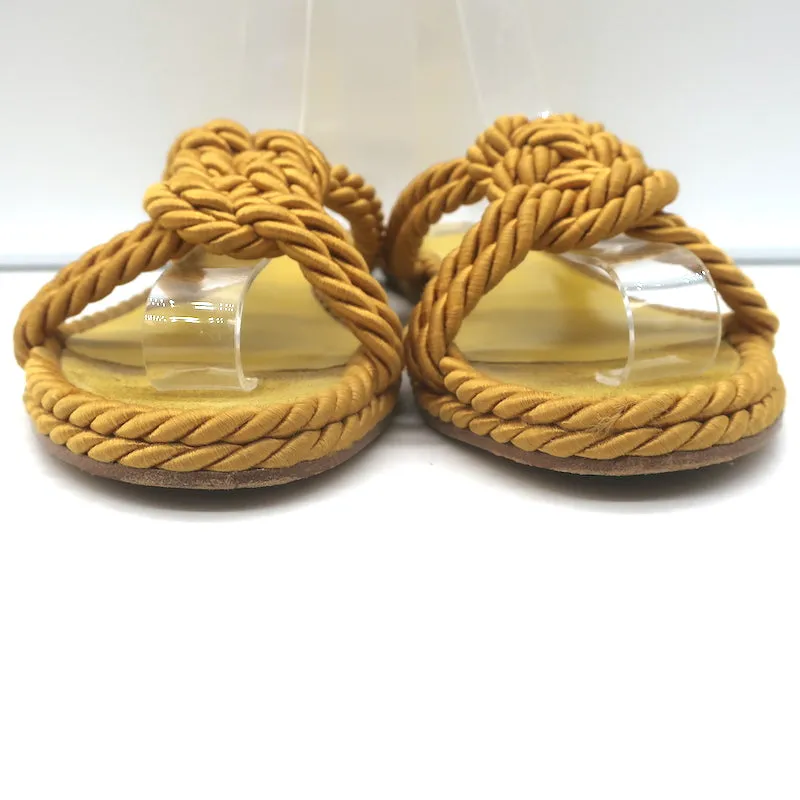 Le Monde Beryl Rope Sandals Gold Satin Size 39 Flat Slides